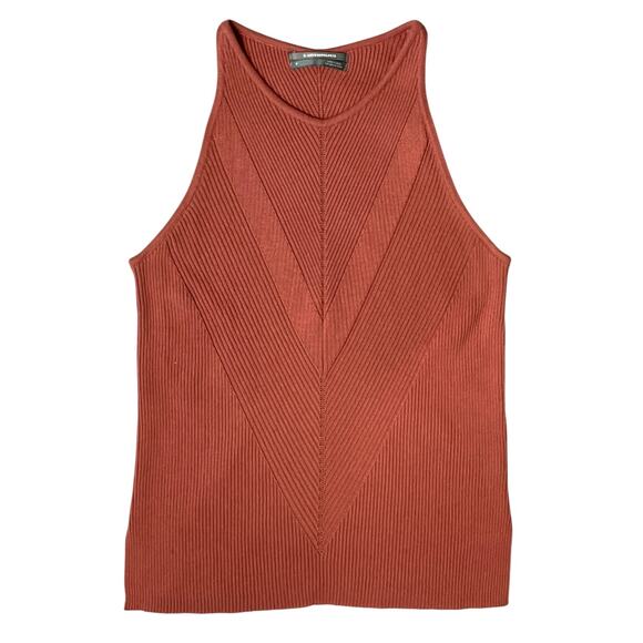 By Anthropologie Ribbed Knit Tank Top Rust Red, Size Small - Picture 1 of 8